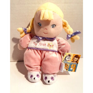 Garanimals Plush Doll My First Doll Blonde Hair Braids Pink Lovey Rattle‎ New